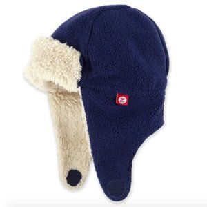ZUTANO Cozie Furry Trapper Hat Navy Baby 6 months
